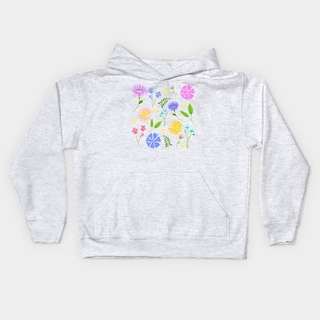 Wild flowers print Kids Hoodie by Papergrape